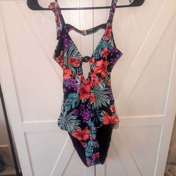 Lost + Wander Black Floral One-Piece - Picture 1 of 3